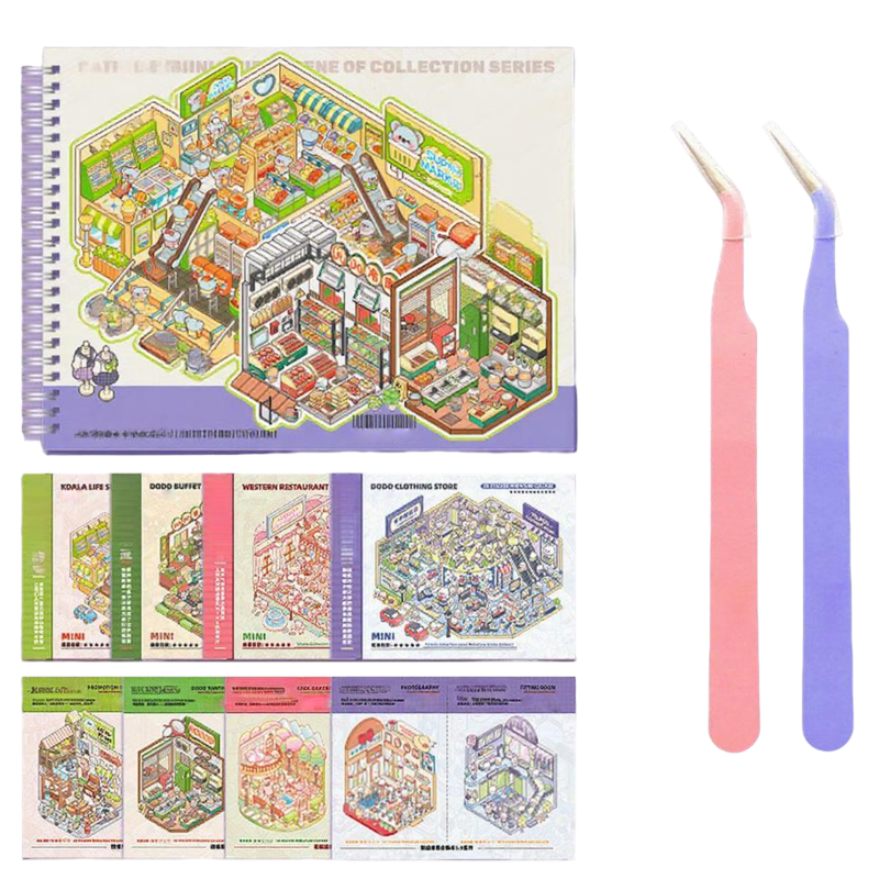 12 Sets DIY 3D Sticker Scene Collection Book