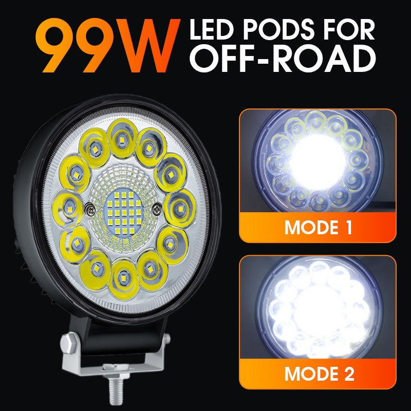4 hüvelykes, 99 W-os LED-es lámpatest terepjáró használatra