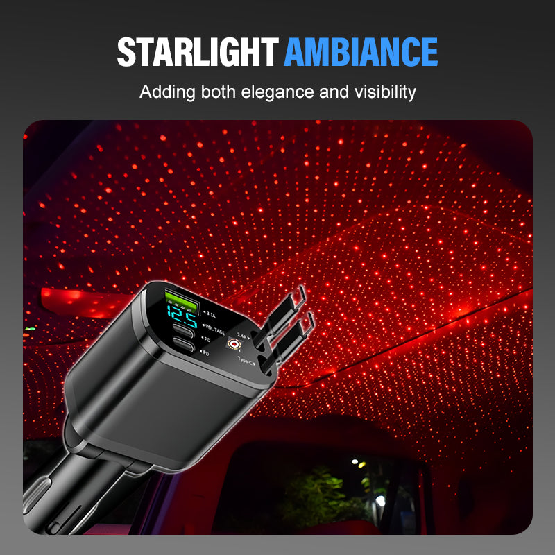 🚗 120 W-os gyors autós töltő csillagos égbolt hangulatvilágítással ✨
