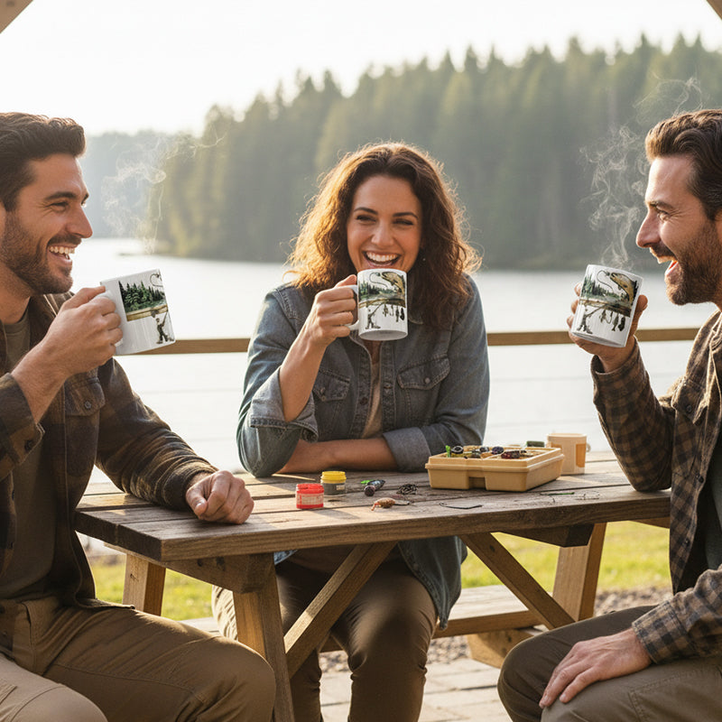 Kerámia horgász témájú kávéscsésze