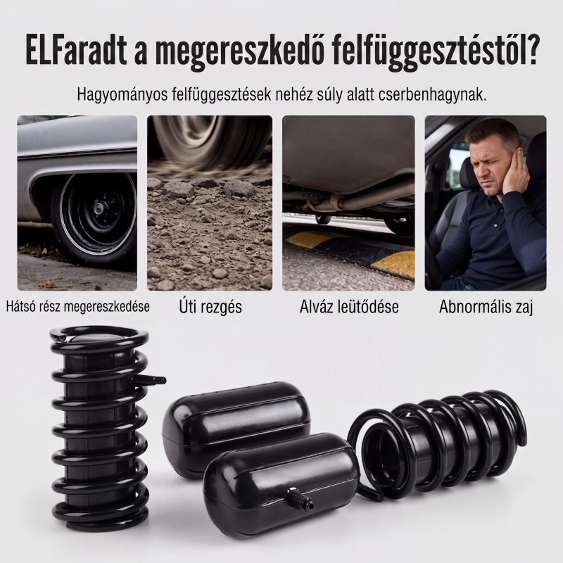 ⚙️ Nagy terhelésű tekercsrugós légzsákok – Teherbírásnövelő, strapabíró – Utánvét ✨