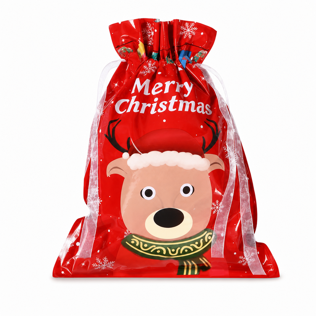 🎄🎅10 darabos karácsonyi, összehúzható ajándéktasak édességekhez