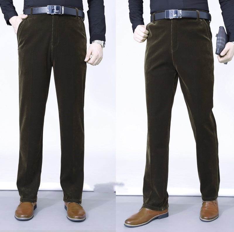 Férfi Stretchy Corduroy egyenes hosszú nadrág
