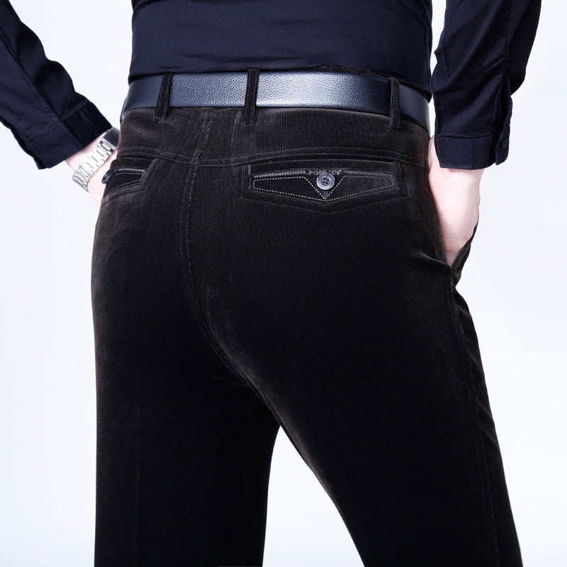 Férfi Stretchy Corduroy egyenes hosszú nadrág