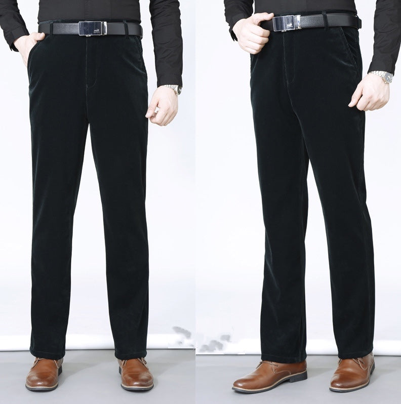 Férfi Stretchy Corduroy egyenes hosszú nadrág