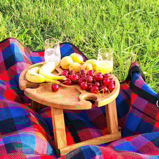🎁 Fa kültéri összecsukható piknikasztal