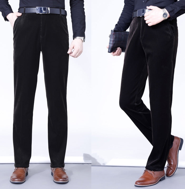 Férfi Stretchy Corduroy egyenes hosszú nadrág