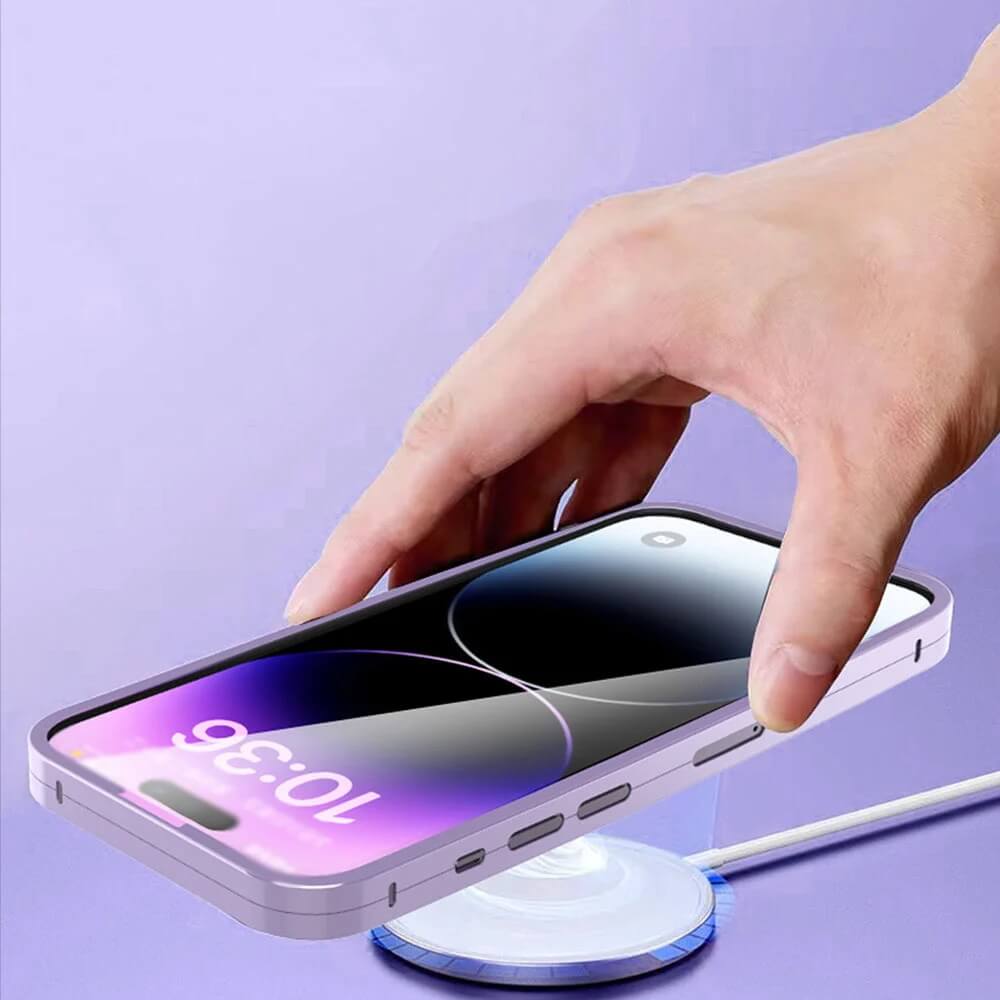 Az iPhone 13/14 Titán ötvözet kétoldalas üveg Mindenre kiterjedő telefon tok