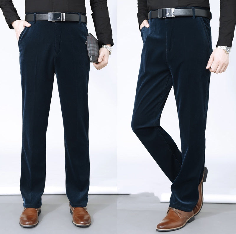 Férfi Stretchy Corduroy egyenes hosszú nadrág