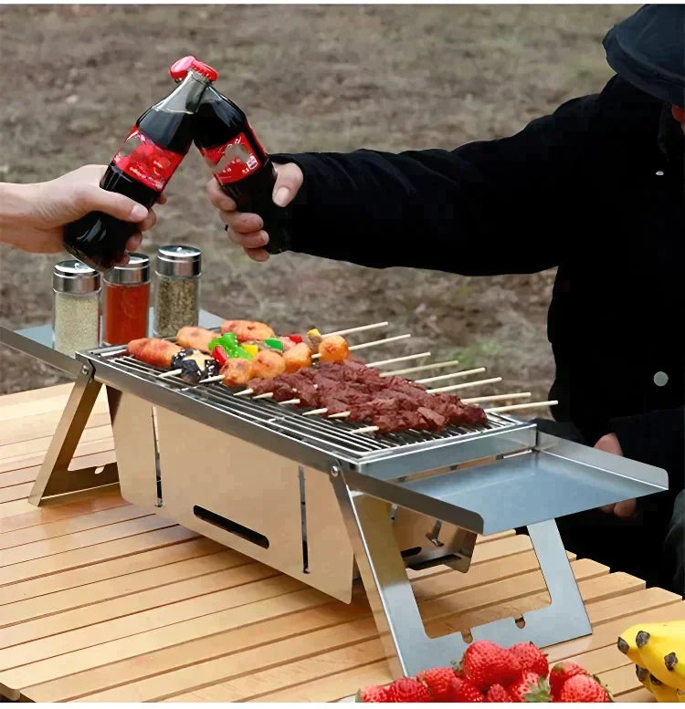 Hordozható összecsukható rozsdamentes acél kemping grillrács
