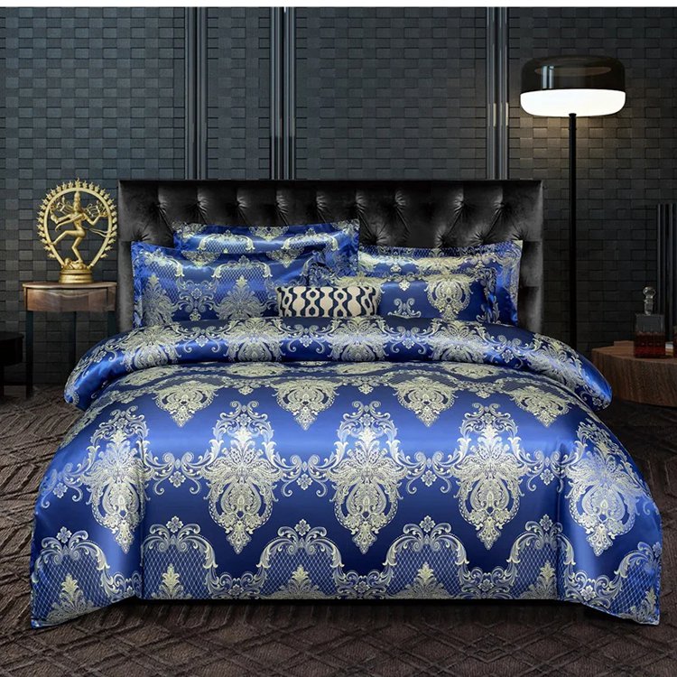 Ingyenes szállítás💝Luxus szatén Jacquard paplanhuzat és lapos lepedő készlet