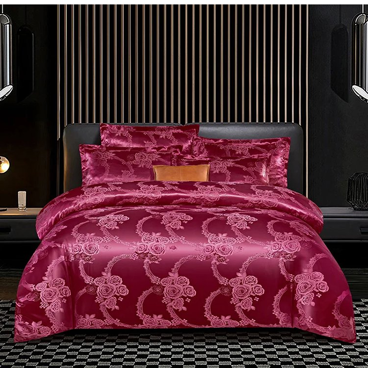 Ingyenes szállítás💝Luxus szatén Jacquard paplanhuzat és lapos lepedő készlet