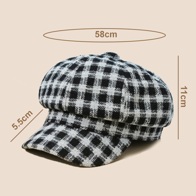 Szép ajándék! Vintage kockás női oktagonális kalap sapka