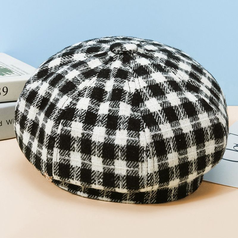 Szép ajándék! Vintage kockás női oktagonális kalap sapka