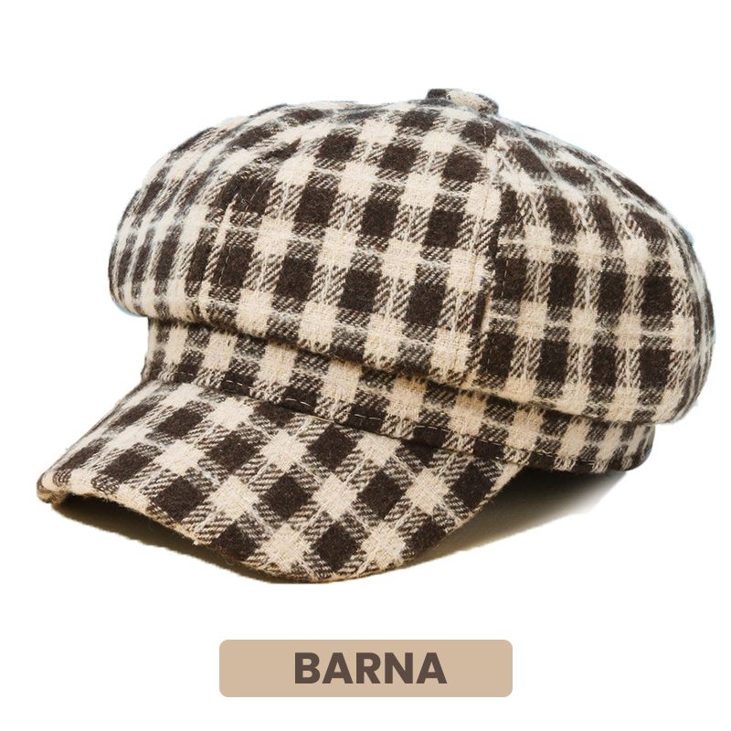 Szép ajándék! Vintage kockás női oktagonális kalap sapka
