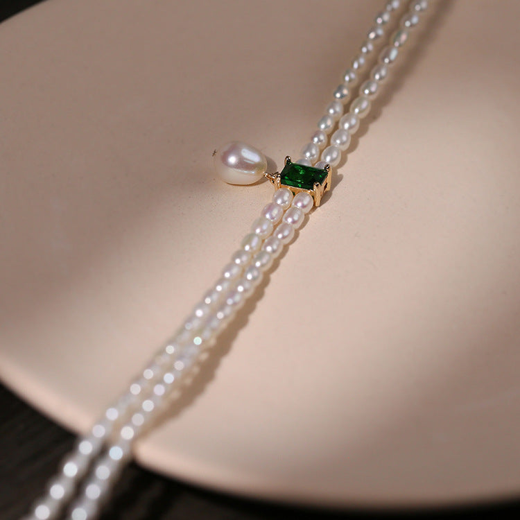 Elegáns Emerald édesvízi gyöngy rövid nyaklánc