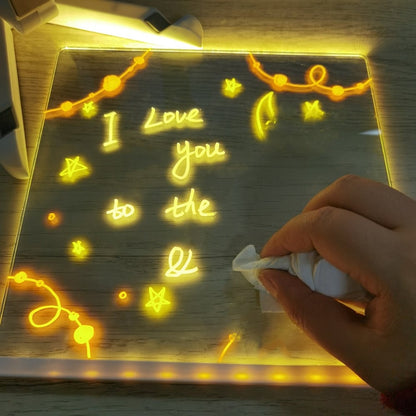 🎨✨ LED Világító Üzenőtábla Színes Filcekkel – Írj, Rajzolj és Díszíts Kreatívan