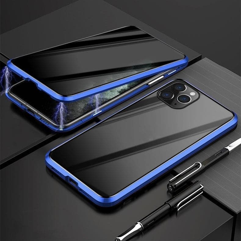 IPhone tok mágneses király Apple Peep Proof kétoldalas üveg fém mágneses védőtok