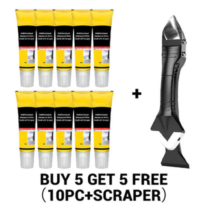 【🔥2+1 ingyenes】☔Többfunkciós vízálló fehér tömítőanyag kaparóval