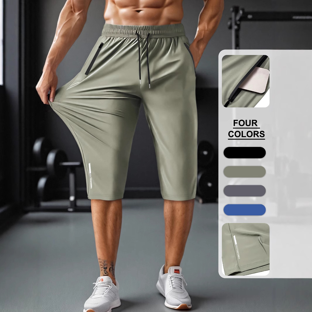 👖Férfi gyorsszáradó sport capri nadrág cipzáras zsebekkel