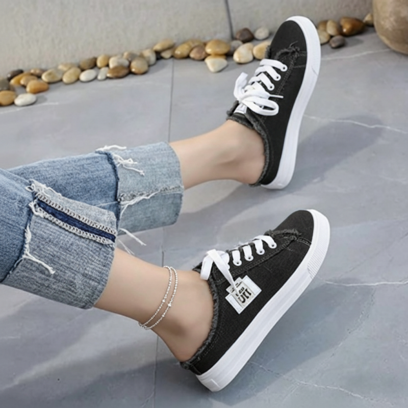 💐Női farmer anyagú slip-on papucs – kényelmes talp és laza stílus 👟☀️