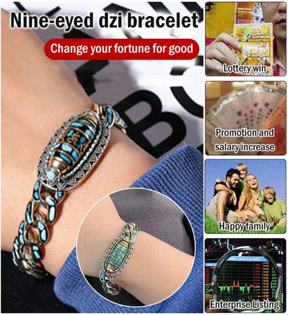 🎁Türkiz Dzi gyöngy karkötő hat karakteres és kilencszemű mantrával