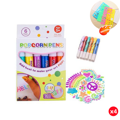 🎨🍿 6 db DIY puffadó popcorn toll: Hőre 3D hatású ✨🎁