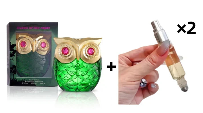 🦉✨ Parfüm egyedi, bagoly alakú üvegben, 100 ml – keleti, virágos és fás illat, kávéval, vaníliával és jázminnal 🌙