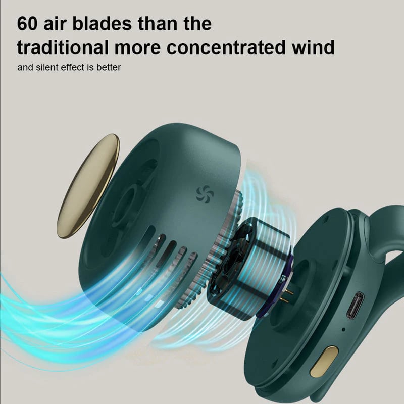 🌬️ Prémium 2 az 1-ben nyak- és derékventilátor – Könnyű, hordozható, USB-C tölthető