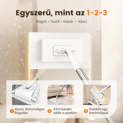 ⚡ Poroló seprű 4 mosható kendővel – gyors tisztítás! 🏠✨