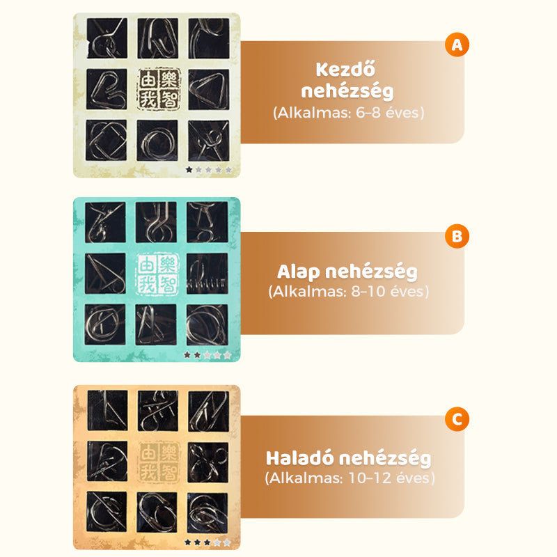 🧠Oktatási fém játék — kilenc összekapcsolt gyűrű👧👦