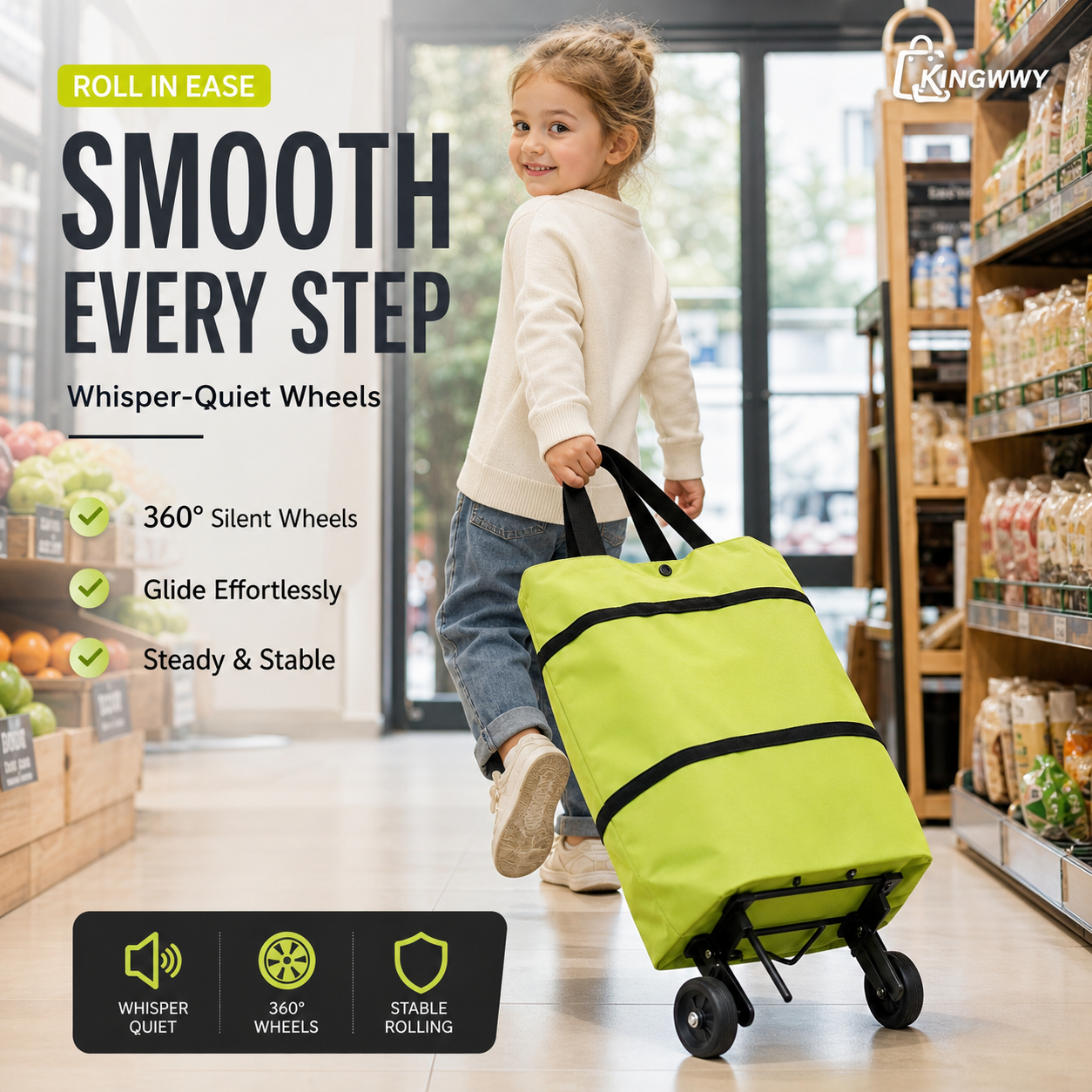 🛒✨ 2 az 1-ben Összecsukható Bevásárlókocsi – Könnyű, Strapabíró és Bárhová Magaddal Viheted