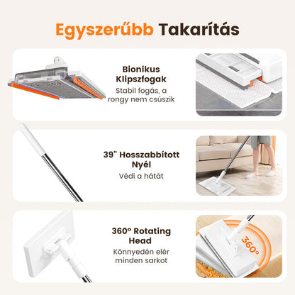 ⚡ Poroló seprű 4 mosható kendővel – gyors tisztítás! 🏠✨