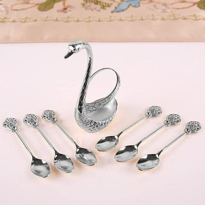 🦢✨☕ Kreatív hattyú mintás kávékavargó kanál szett (6 kanál)