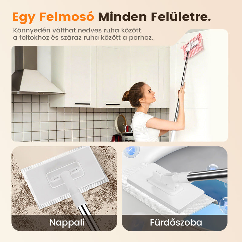 ⚡ Poroló seprű 4 mosható kendővel – gyors tisztítás! 🏠✨