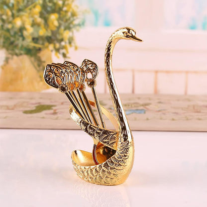 🦢✨☕ Kreatív hattyú mintás kávékavargó kanál szett (6 kanál)