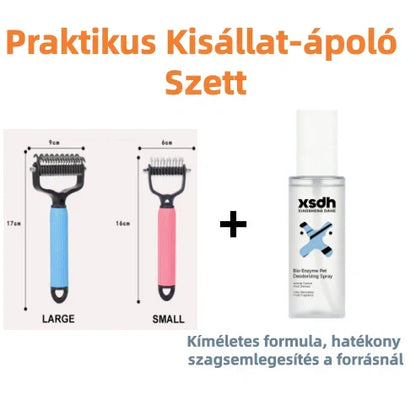 🐾 Gyengéd gubancok és kihullott szőr eltávolítása – Kétoldalas kisállat szőrápoló kefe – Utánvétes ✨