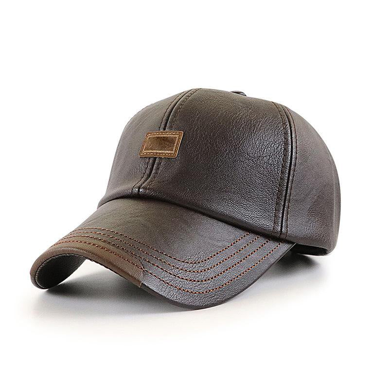 Férfi őszi és téli bőr baseball sapka meleg sapka🧢