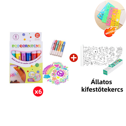 🎨🍿 6 db DIY puffadó popcorn toll: Hőre 3D hatású ✨🎁