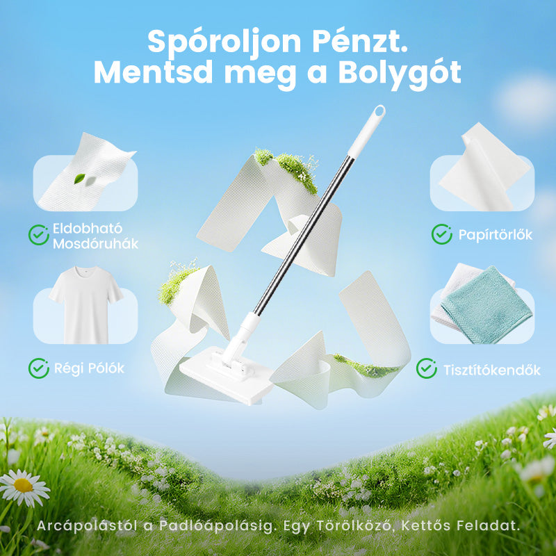 ⚡ Poroló seprű 4 mosható kendővel – gyors tisztítás! 🏠✨