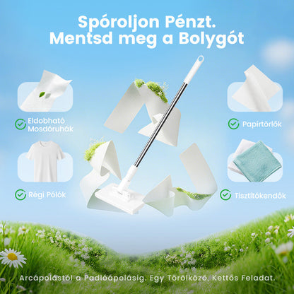 ⚡ Poroló seprű 4 mosható kendővel – gyors tisztítás! 🏠✨