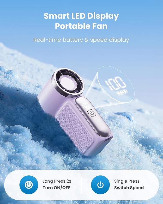 ❄️ Győzze le könnyedén a hőséget – Mini kézi ventilátor LED kijelzővel és 6 sebességgel – Utánvétes 💨😍
