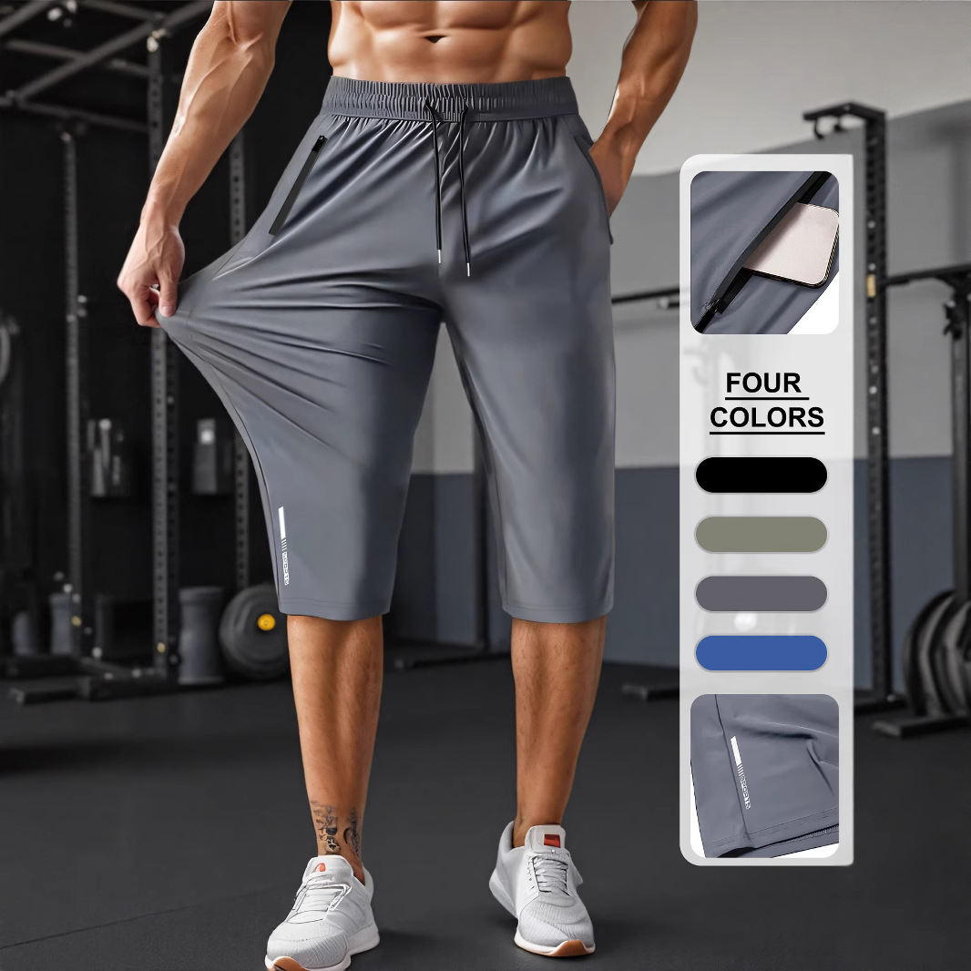 👖Férfi gyorsszáradó sport capri nadrág cipzáras zsebekkel