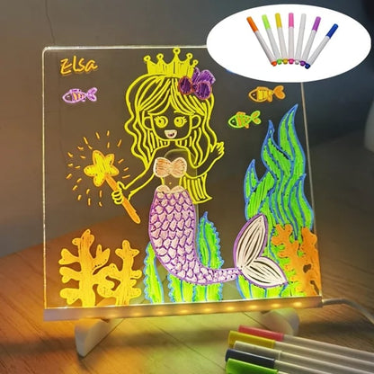 🎨✨ LED Világító Üzenőtábla Színes Filcekkel – Írj, Rajzolj és Díszíts Kreatívan