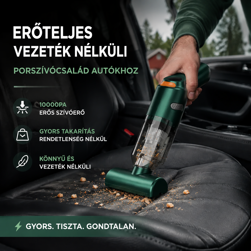 🔋 Nagy teljesítményű vezeték nélküli autóporszívó – Porszívó/fúvó/felfújó – Utánvét 💪
