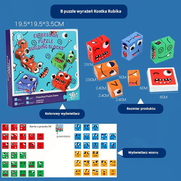 🧩 5D Puzzle Oktatási Arcok Változó Családi Játék