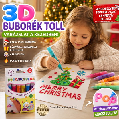 🎨🍿 6 db DIY puffadó popcorn toll: Hőre 3D hatású ✨🎁