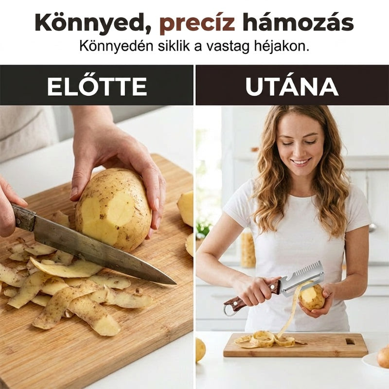 🔥🥒 Konyhai kedvenc! 2 az 1-ben hámozó és palacknyitó – Kisebb erőfeszítés, gyorsabb előkészítés ✨