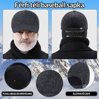 Férfi téli baseball sapka--Fülvédőkkel, állítható vastagított és meleg