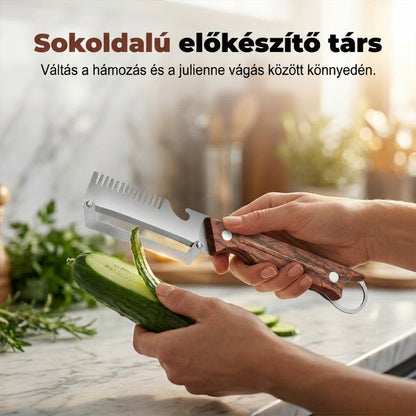 🔥🥒 Konyhai kedvenc! 2 az 1-ben hámozó és palacknyitó – Kisebb erőfeszítés, gyorsabb előkészítés ✨